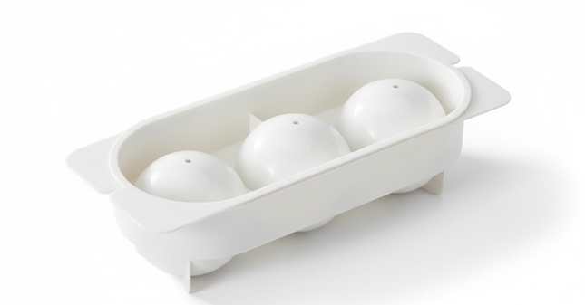 2 PCS Large Round Ice Cube Trays with Lids 3 Cavity Sphere Ice Ball Maker Mould Stackable Hard Plastic Slow Melting for Whiskey Cocktails White.