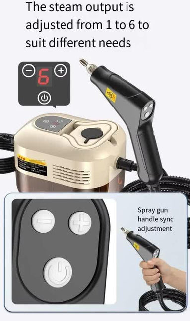 Beige 1500W High Pressure Steam Cleaner with Digital Display (3.5 BAR) - 1.2L Heavy Duty Steamer for Kitchen Grease, Grout, Car Detailing & Upholstery (AU Plug).