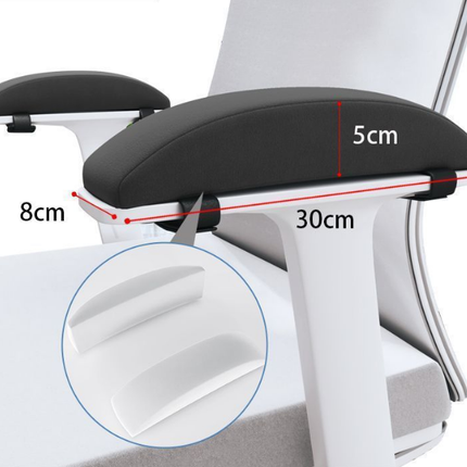 1 Pair of Memory Foam Chair Armrest Pads - Ergonomic Elbow Support Cushions - Soft Plush Cover with Anti-Slip Straps for Office & Gaming Chairs (Black).