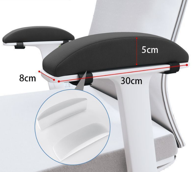 1 Pair of Memory Foam Chair Armrest Pads - Ergonomic Elbow Support Cushions - Soft Plush Cover with Anti-Slip Straps for Office & Gaming Chairs (Black).