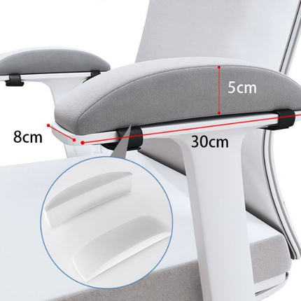 1 Pair of Memory Foam Chair Armrest Pads - Ergonomic Elbow Support Cushions - Soft Plush Cover with Anti-Slip Straps for Office & Gaming Chairs (Grey).
