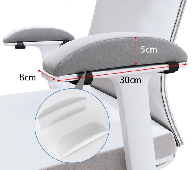 1 Pair of Memory Foam Chair Armrest Pads - Ergonomic Elbow Support Cushions - Soft Plush Cover with Anti-Slip Straps for Office & Gaming Chairs (Grey).