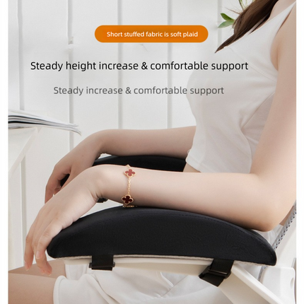 1 Pair of Memory Foam Chair Armrest Pads - Ergonomic Elbow Support Cushions - Soft Plush Cover with Anti-Slip Straps for Office & Gaming Chairs (Grey).