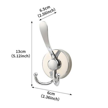 Stainless Steel Vacuum Suction Cup Hook Rack 3-Hook Silver Wall Mounted Towel Rail for Bathroom and Kitchen No Drilling Required.