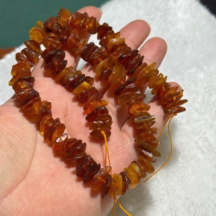 Approx 12mm Irregular Amber Loose Beads - Natural Old Wax Style Honey Nuggets for DIY Jewellery Making - Centre Drilled Chips for Necklaces & Bracelets.