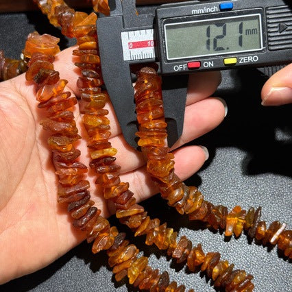 Approx 12mm Irregular Amber Loose Beads - Natural Old Wax Style Honey Nuggets for DIY Jewellery Making - Centre Drilled Chips for Necklaces & Bracelets.