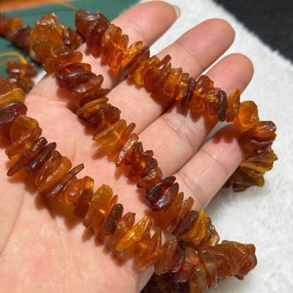 Approx 12mm Irregular Amber Loose Beads - Natural Old Wax Style Honey Nuggets for DIY Jewellery Making - Centre Drilled Chips for Necklaces & Bracelets.