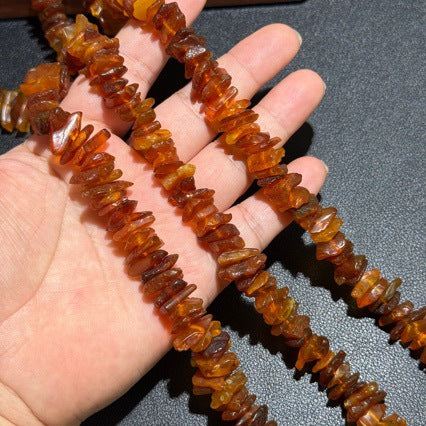 Approx 12mm Irregular Amber Loose Beads - Natural Old Wax Style Honey Nuggets for DIY Jewellery Making - Centre Drilled Chips for Necklaces & Bracelets.