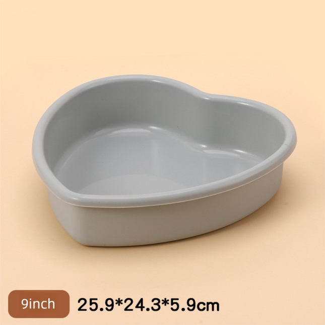 9 Inch Large Heart Shaped Silicone Cake Mould - Grey Non-Stick Baking Pan for Party & Celebration Cakes - Reinforced Rolled Edge Tray (25.9cm).