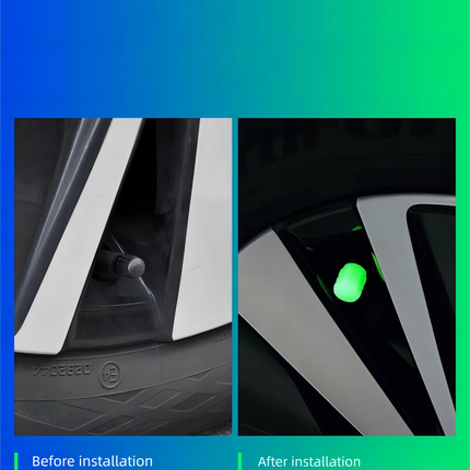 Universal Luminous Tyre Valve Caps 8 PCS Pink Glow in Dark Dust Covers for Cars Motorbikes & Bicycles Easy Install.