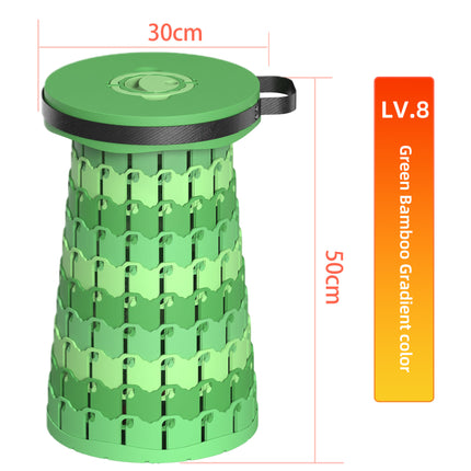 Portable Retractable Stool MAX Gen 8 Telescopic Camping Seat 50cm Tall Extra Wide Heavy Duty Green Bamboo Gradient for Fishing & Gardening.