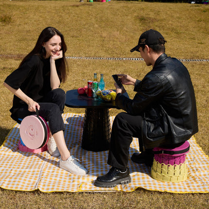 Portable Retractable Stool MAX Gen 8 Telescopic Camping Seat 50cm Tall Extra Wide Heavy Duty Green Bamboo Gradient for Fishing & Gardening.