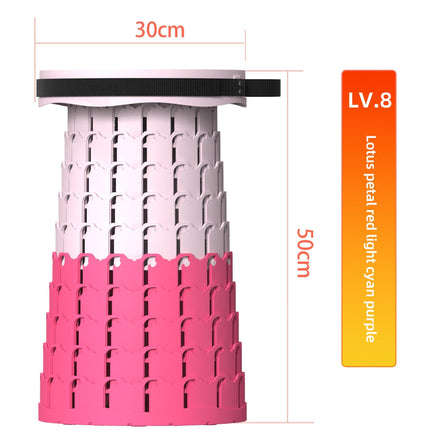 Portable Retractable Stool MAX Gen 8 Telescopic Camping Seat 50cm Tall Extra Wide Heavy Duty Lotus Pink & Purple Gradient for Outdoor & Travel.