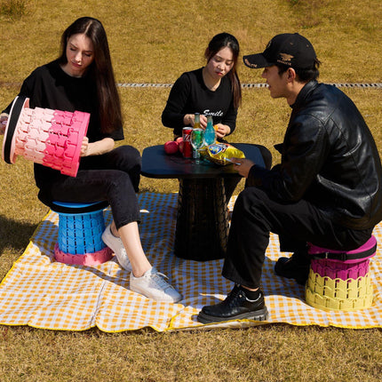 Portable Retractable Stool MAX Gen 8 Telescopic Camping Seat 50cm Tall Extra Wide Heavy Duty Lotus Pink & Purple Gradient for Outdoor & Travel.
