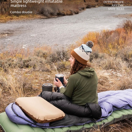 Ultralight TPU Inflatable Camping Mattress 195x70x10cm Portable Press Pump Sleeping Pad Moisture-Proof Outdoor Tent Mat for Hiking Orange.