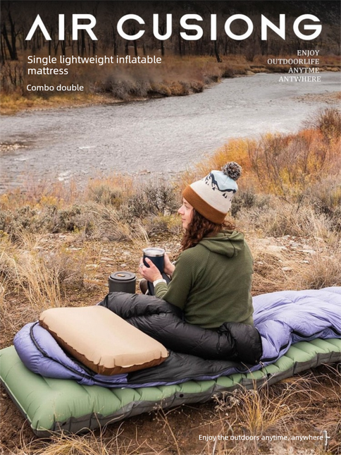 Ultralight TPU Inflatable Camping Mattress 195x70x10cm Portable Press Pump Sleeping Pad Moisture-Proof Outdoor Tent Mat for Hiking Orange.