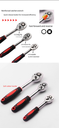 12 Piece 3/8 Inch Drive Ratchet and Metric Socket Wrench Set Professional Mechanics Tool Kit for Automotive Repair and DIY Workshop.