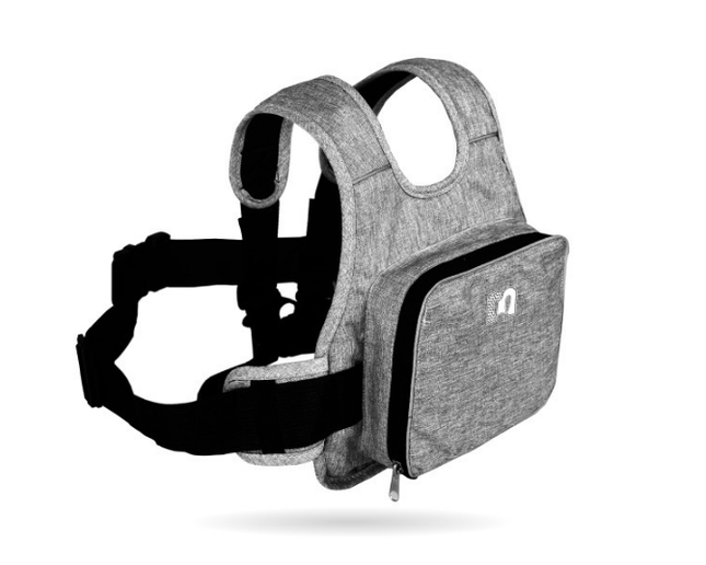 Children Motorcycle Safety Harness for Electric Bike Adjustable Kids Security Strap with Storage Bag Grey Anti-Fall Protection Gear Front and Rear Use.