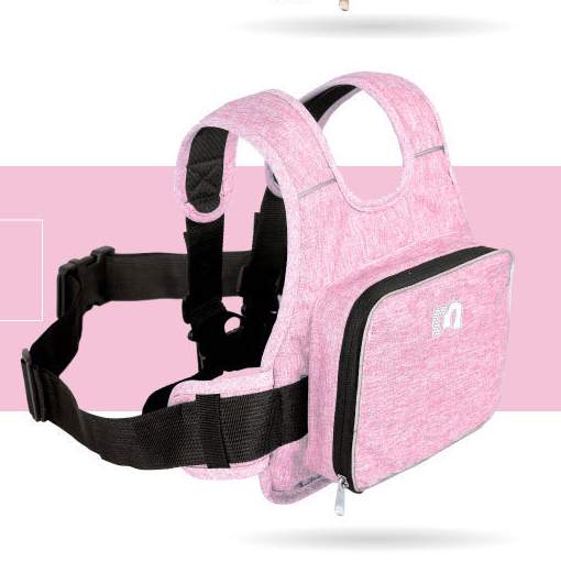 Children Motorcycle Safety Harness for Electric Bike Adjustable Kids Security Strap with Storage Bag Pink Anti-Fall Protection Gear Front and Rear Use.