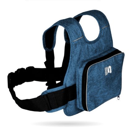 Children Motorcycle Safety Harness for Electric Bike Adjustable Kids Security Strap with Storage Bag Dark Blue Anti-Fall Protection Gear Front and Rear Use.