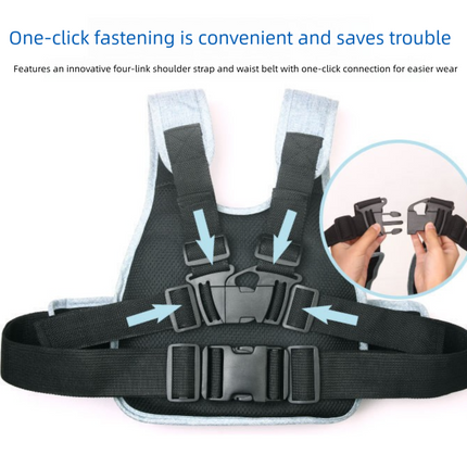 Children Motorcycle Safety Harness for Electric Bike Adjustable Kids Security Strap with Storage Bag Dark Blue Anti-Fall Protection Gear Front and Rear Use.