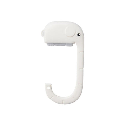 Cartoon Elephant Desk Side Bag Hook White Portable Adhesive Schoolbag Hanger No-Drill Movable Table Hook for Students and Office.