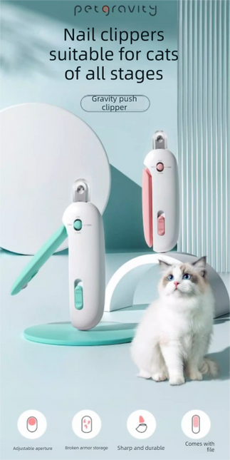 Adjustable Cat Nail Clippers Safety Round Hole Trimmer 1mm-3.5mm Anti-Splash Grooming Tool with File for Kittens & Rabbits Pink.