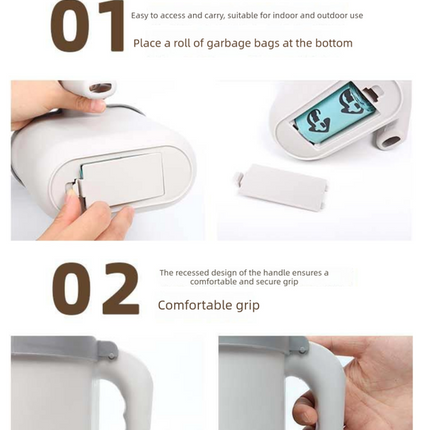 2-in-1 Cat Litter Scoop with Integrated Waste Bin & 8 Rolls Refill Bags Detachable Sifter Shovel Anti-Reflux Baffle Grey.