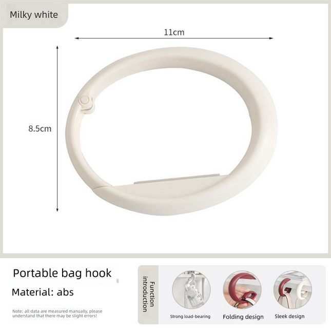 2 PCS Portable Purse Bag Hook Hanger Table Edge Holder Creamy White Foldable Non-Slip Clip for School Desk Office & Cafe.