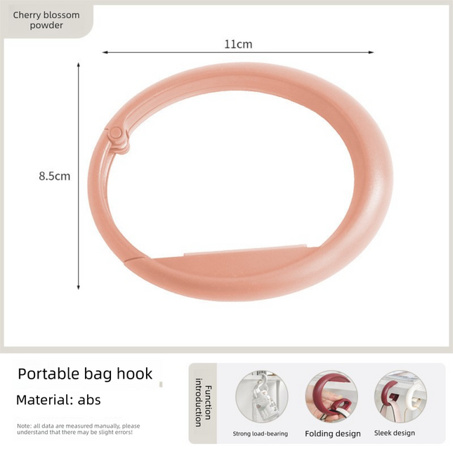 2 PCS Portable Purse Bag Hook Hanger Table Edge Holder Cherry Blossom Pink Foldable Non-Slip Clip for School Desk Office & Cafe.