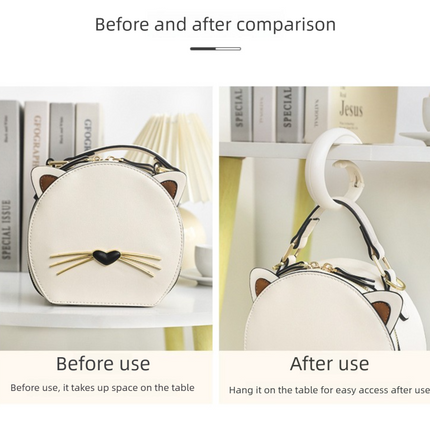 2 PCS Portable Purse Bag Hook Hanger Table Edge Holder Burgundy Foldable Non-Slip Clip for School Desk Office & Cafe.