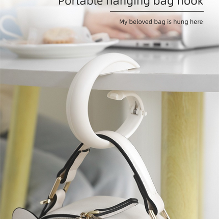 2 PCS Portable Purse Bag Hook Hanger Table Edge Holder Brown gray Foldable Non-Slip Clip for School Desk Office & Cafe.