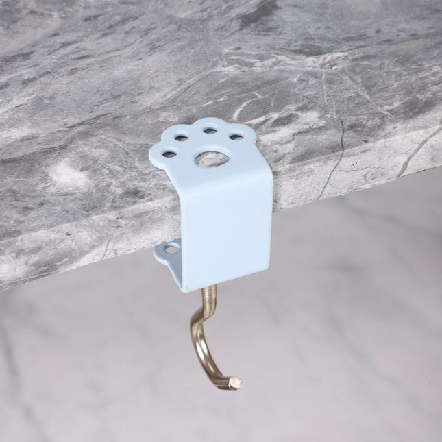 Macaron Paw Table Side Hook 2-Piece Set Adjustable Desk Hanging Clamp No-Drill Portable Bag Hook Light Blue.