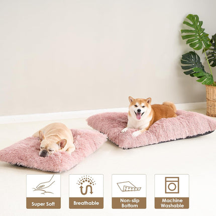 Luxury Long Plush Pet Bed Mat Faux Fur Crate Pad 125x85cm Dark Grey XXXL Soft Warm Cushion for Giant Breeds.