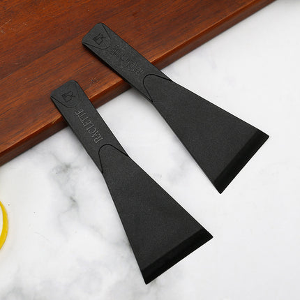 2 PCS Non-Stick Nylon Raclette Scrapers Heat Resistant Mini Spatula Turners for Cheese Baking & Cookware Protection 13.5cm Black.