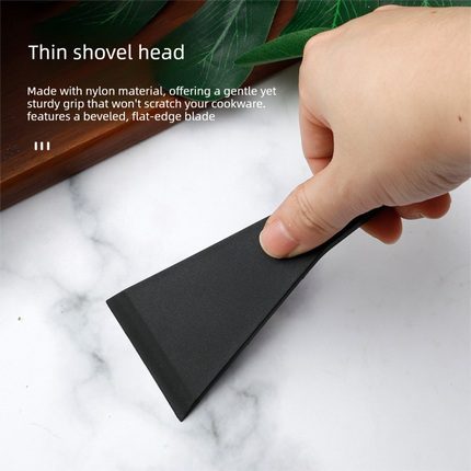 2 PCS Non-Stick Nylon Raclette Scrapers Heat Resistant Mini Spatula Turners for Cheese Baking & Cookware Protection 13.5cm Black.