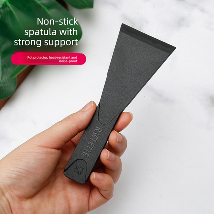 2 PCS Non-Stick Nylon Raclette Scrapers Heat Resistant Mini Spatula Turners for Cheese Baking & Cookware Protection 13.5cm Black.