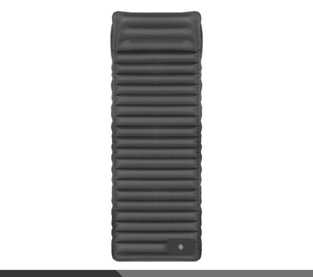 Outdoor Camping Self-Inflatable Air Mattress Portable Foot Press Beach Picnic Mat Foldable TPU Sleeping Pad Black and Grey.