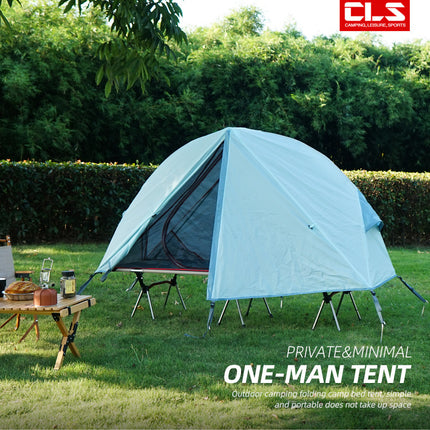 Single Person Off-Ground Camping Tent Portable Folding Bed Cover with Mosquito Net UV-Resistant Fishing Tent Light Khaki.