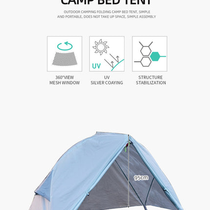 Single Person Off-Ground Camping Tent Portable Folding Bed Cover with Mosquito Net UV-Resistant Fishing Tent Light Khaki.