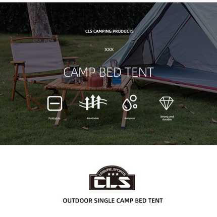 Single Person Off-Ground Camping Tent Portable Folding Bed Cover with Mosquito Net UV-Resistant Fishing Tent Light Khaki.