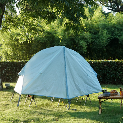 Single Person Off-Ground Camping Tent Portable Folding Bed Cover with Mosquito Net UV-Resistant Fishing Tent Light Khaki.