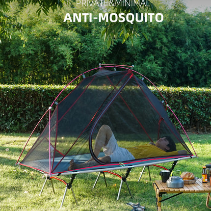 Single Person Off-Ground Camping Tent Portable Folding Bed Cover with Mosquito Net UV-Resistant Fishing Tent Blue.