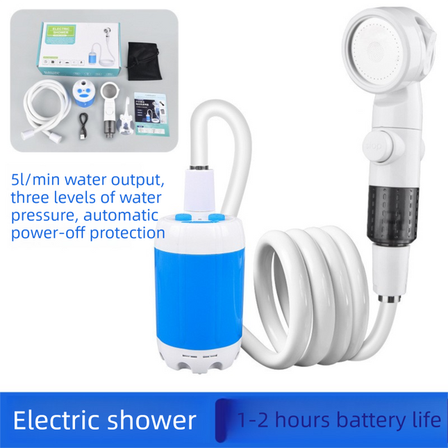 Portable Electric Outdoor Shower Kit Handheld Battery-Powered Shower Head Set for Camping, Dormitories, and Construction Sites.