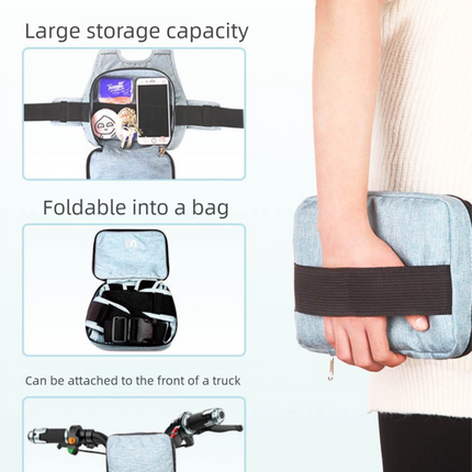 Child Motorcycle Safety Harness Strap Adjustable Passenger Belt with Handles & Storage Pocket Breathable Linen Light Blue for Scooter.
