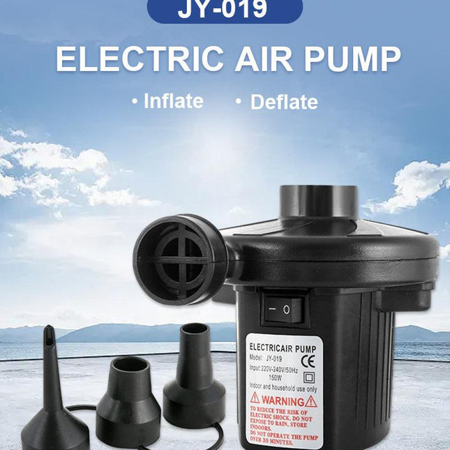Electric Air Pump AC 220V-240V Portable Quick Inflator Deflator with 3 Nozzles for Air Mattress Pool Floats Vacuum Storage Bags AU Plug.