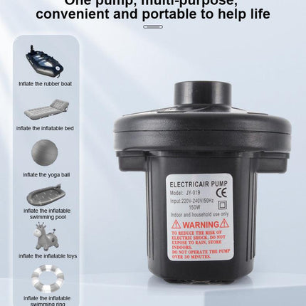 Electric Air Pump AC 220V-240V Portable Quick Inflator Deflator with 3 Nozzles for Air Mattress Pool Floats Vacuum Storage Bags AU Plug.