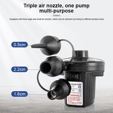 Electric Air Pump AC 220V-240V Portable Quick Inflator Deflator with 3 Nozzles for Air Mattress Pool Floats Vacuum Storage Bags AU Plug.