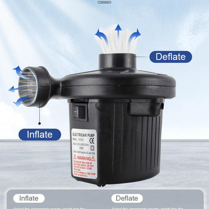 Electric Air Pump AC 220V-240V Portable Quick Inflator Deflator with 3 Nozzles for Air Mattress Pool Floats Vacuum Storage Bags AU Plug.