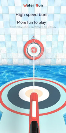 Electric Water Gun Auto Refill 46cm White LED Pulse Blaster High Pressure Toy with External Bottle Connector & Manual Mode for Summer Pool Party.